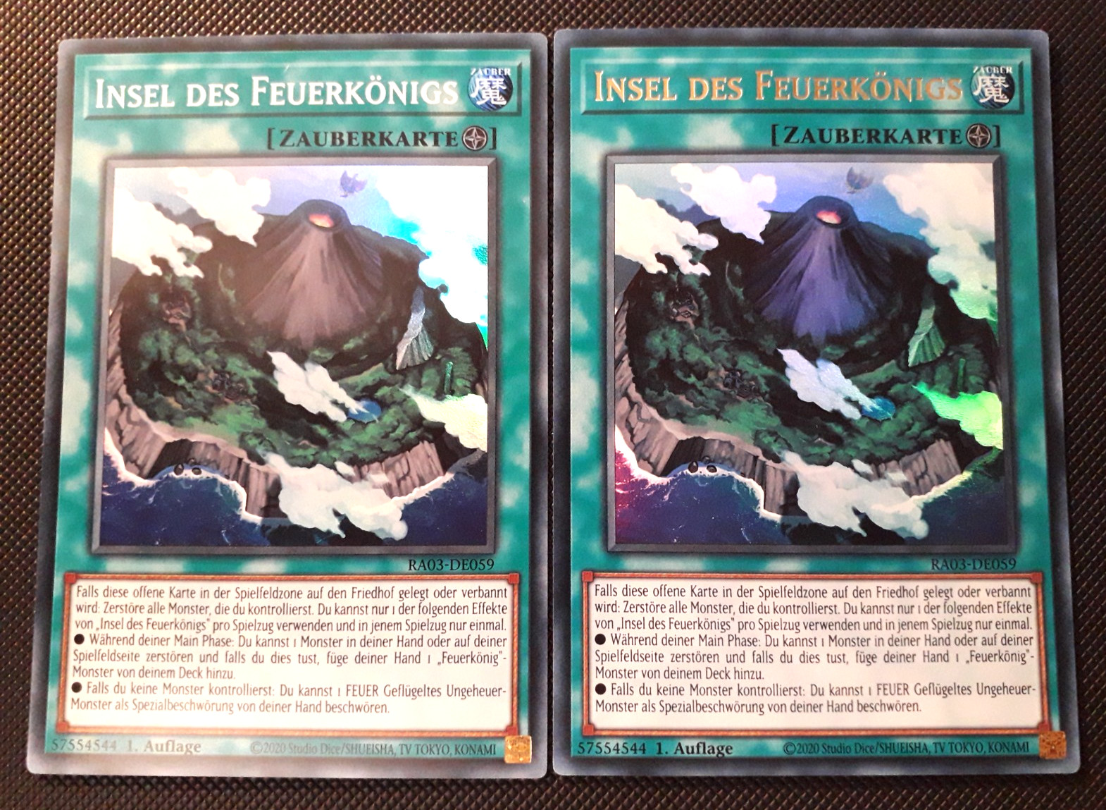 Yu-Gi-Oh! 2x Insel des Feuerkönigs, RA03-DE059, SR/UR, 1. Auflage, Deutsch, NM