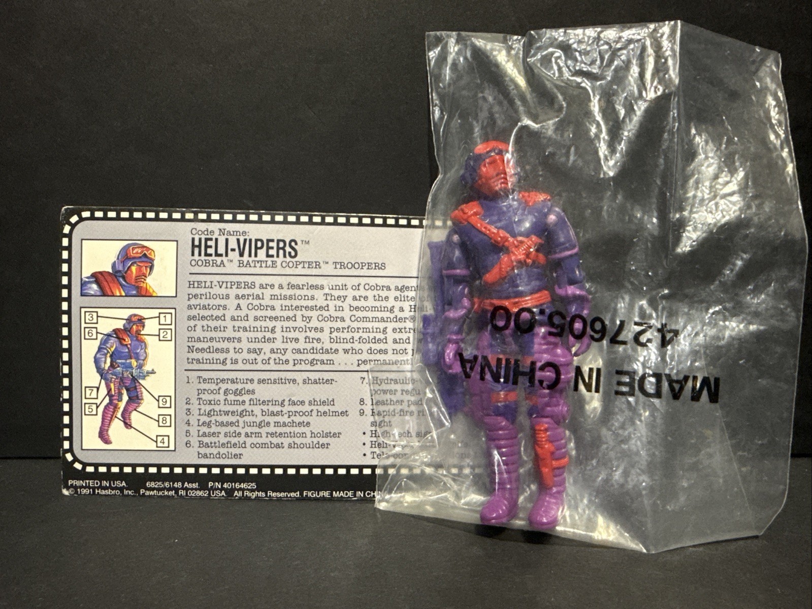 1991 GI JOE BATTLE COPTERS COBRA HELI-VIPERS v1 100% sacchetto sigillato con CARTOLINA