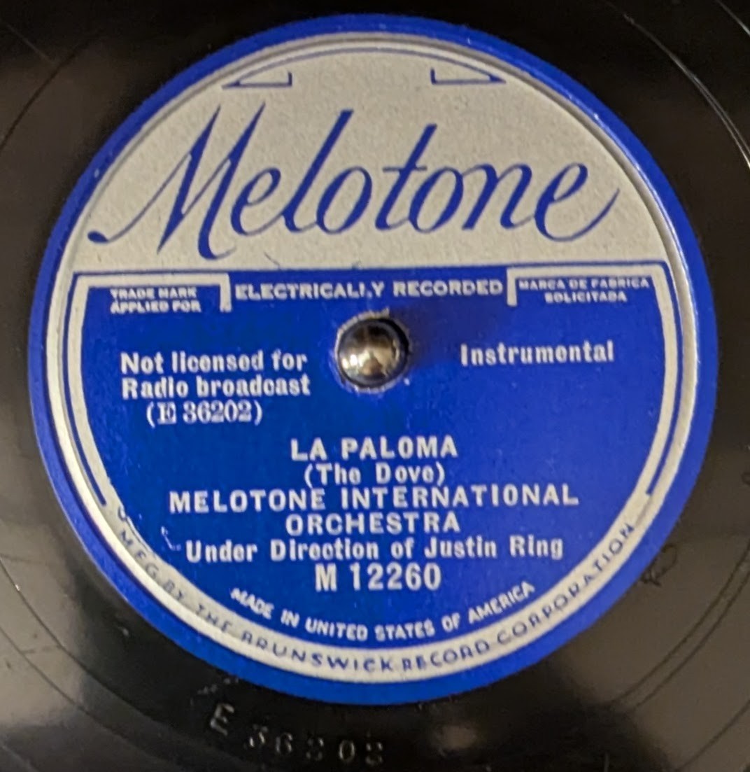78 rpm Melotone International Orchestra - Melotone M12260 La Paloma / Estrellita