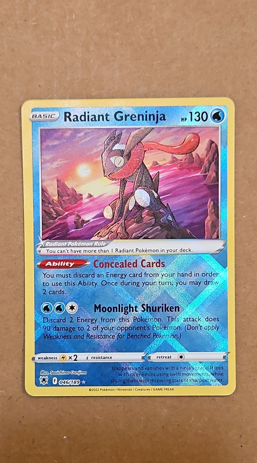 Pokemon Radiant Greninja 046/189 Swsh10: Astral Radiance Holo quasi nuovo TCG CCG 