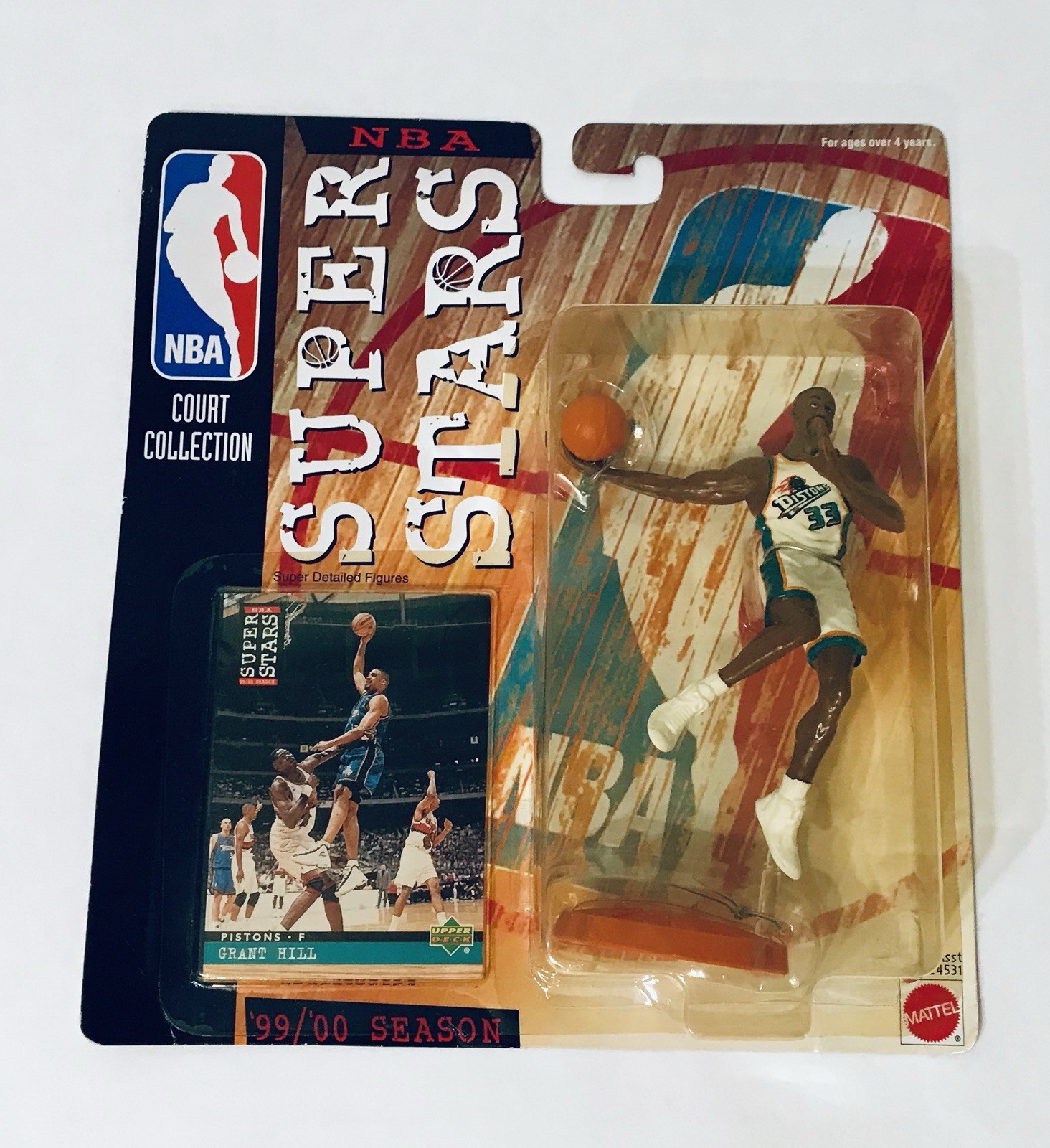Vintage Grant Hill Detroit Pistons Superstars NBA Court Collection Mattel Figure