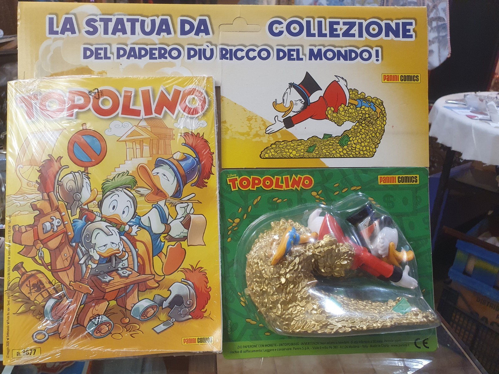 TOPOLINO 3677 CON STATUA DI ZIO PAPERONE CON MONETE - PANINI DISNEY NUOVO