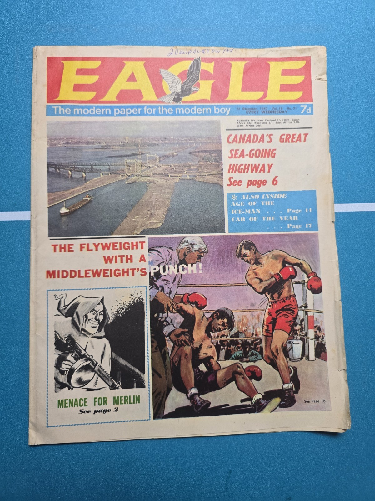 Folded comic EAGLE  BRITISH WEEKLY DAN DARE December 23rd  1967