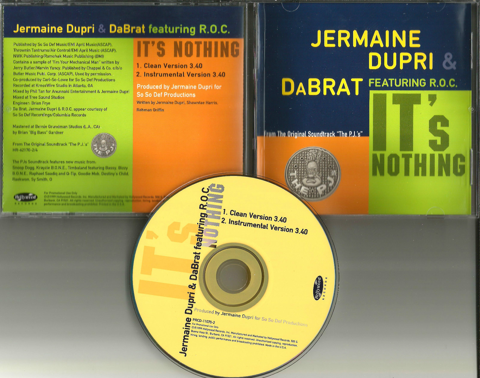JERMAINE DUPRI & DABRAT It’s Nothing CLEAN& INSTRUMENTAL PROMO CD single Da Brat