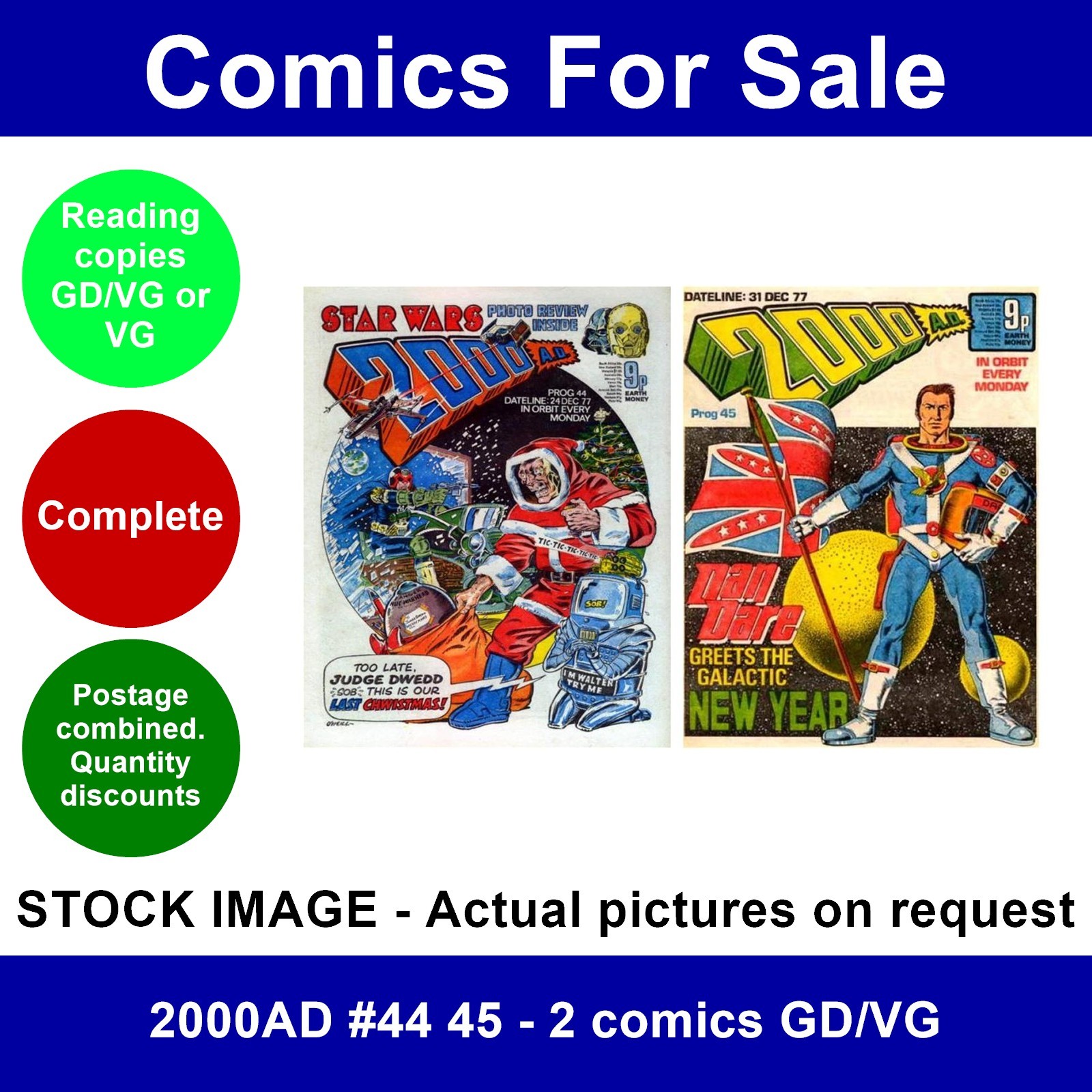 2000AD #44 45 - 2 comics GD/VG