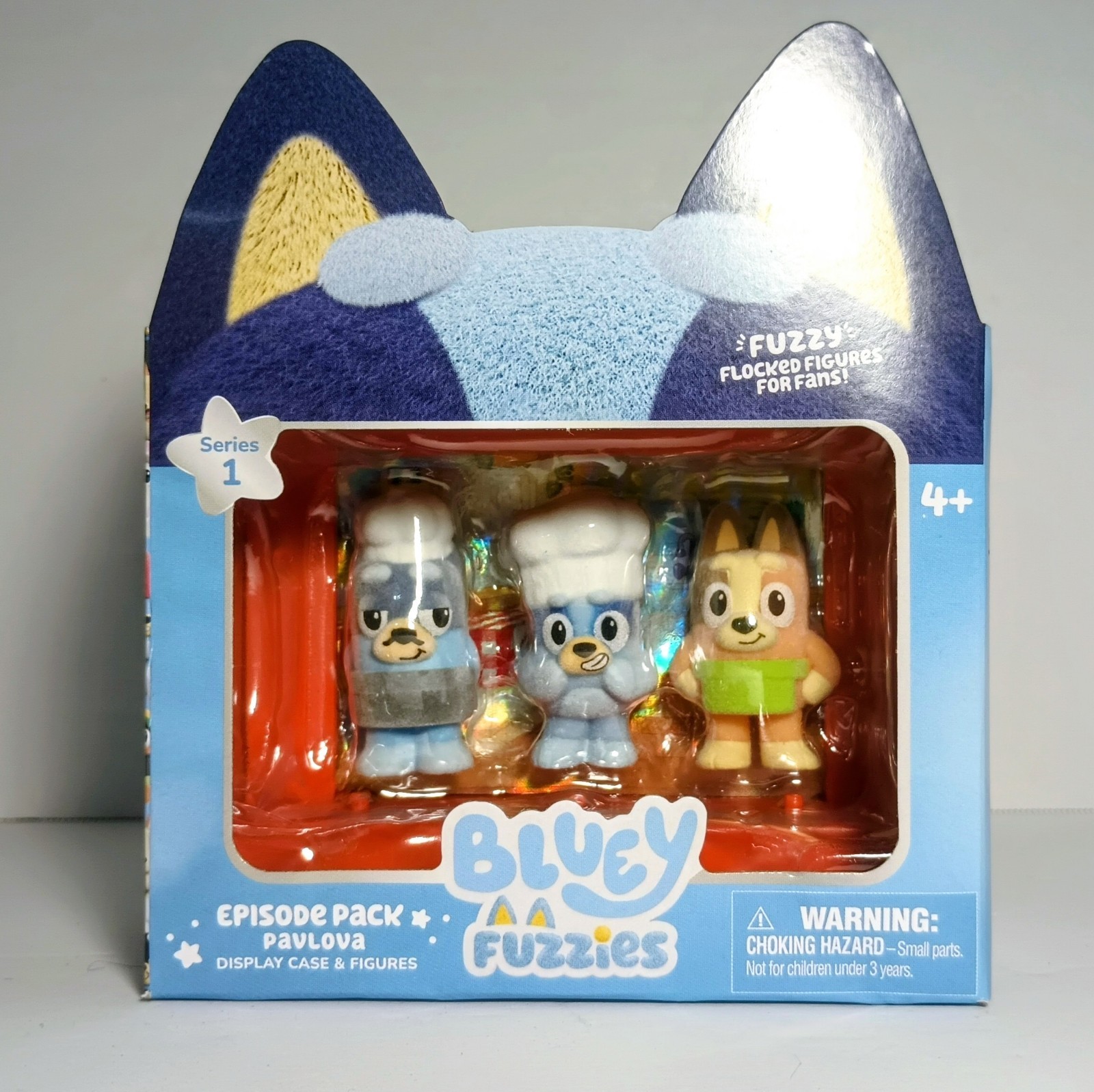 2026 Bluey Fuzzies - PAVLOVA EPISODIO PACK - 3 personaggi floccati e custodia - NUOVO