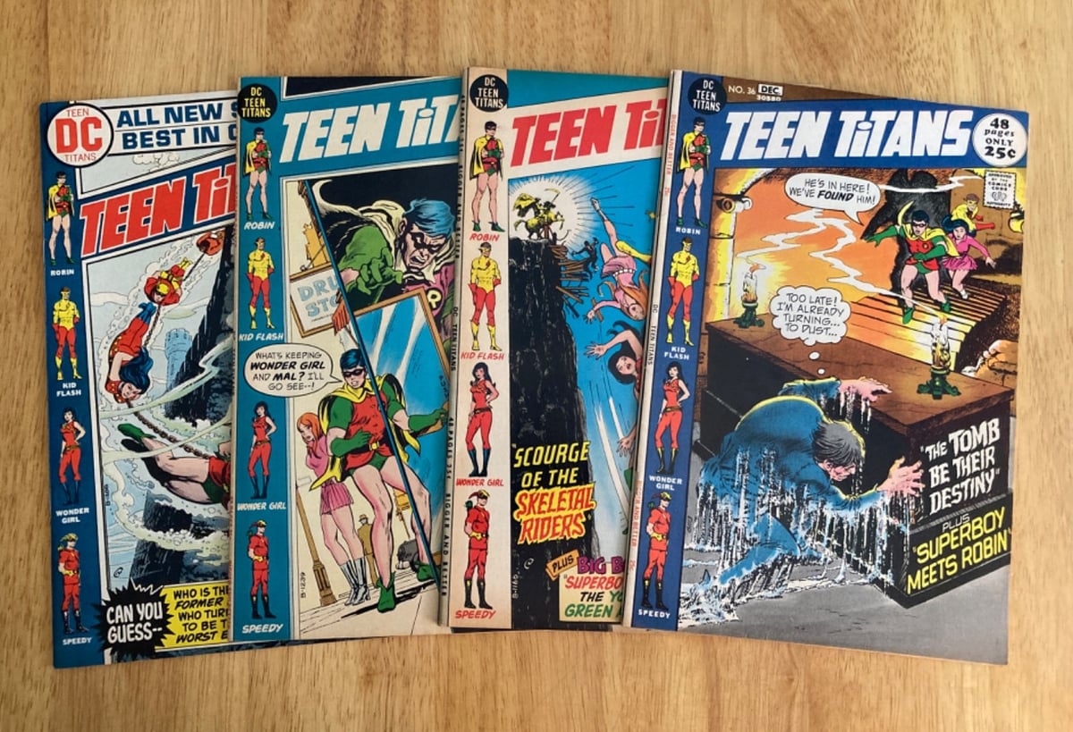 Lotto di *4* 1971-72 TEEN TITANS 25¢ Giganti! 36, 37, 38 +40 VF/NM Bellezze! (Leggi)