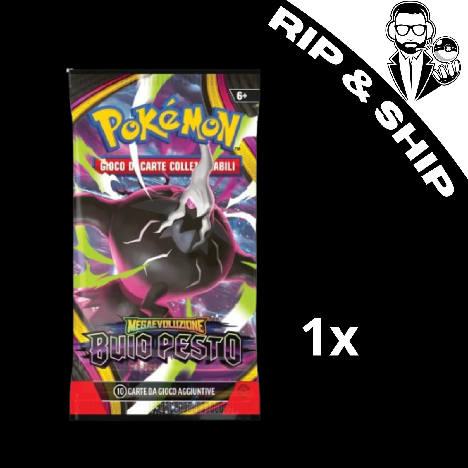 🔥RIP & SHIP🔥 Pacchetto singolo Megaevoluzione Pokémon Buio Pesto italiano