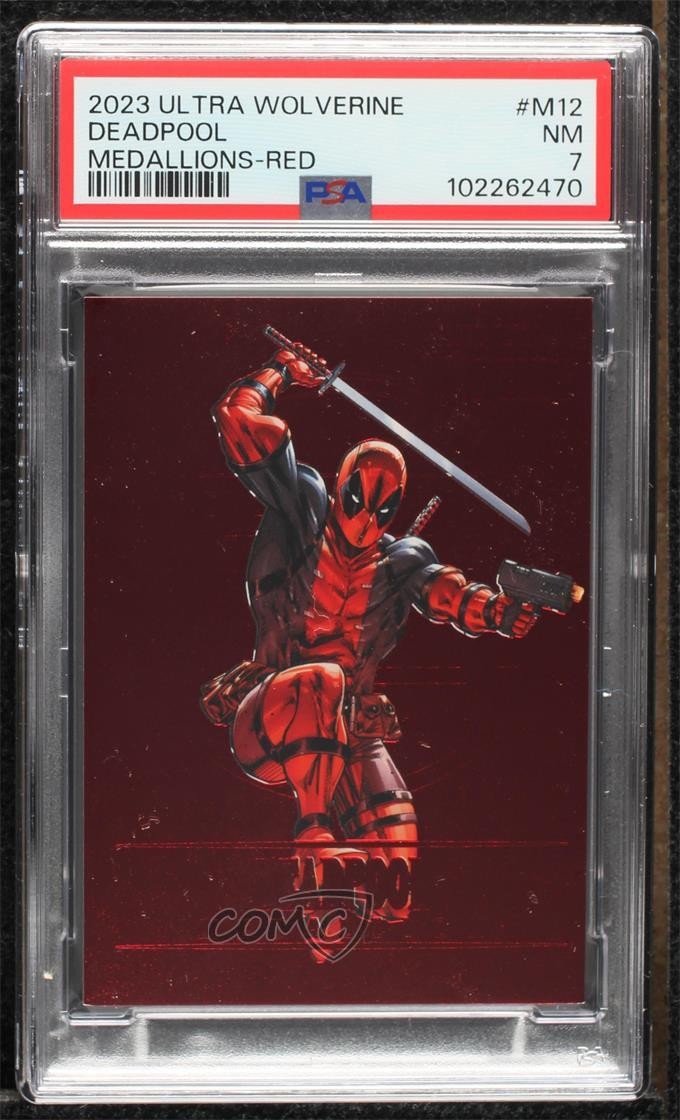 2023 Fleer Ultra Wolverine Medallions Ruby Red 18/50 Deadpool #M-12 PSA 7 12tj