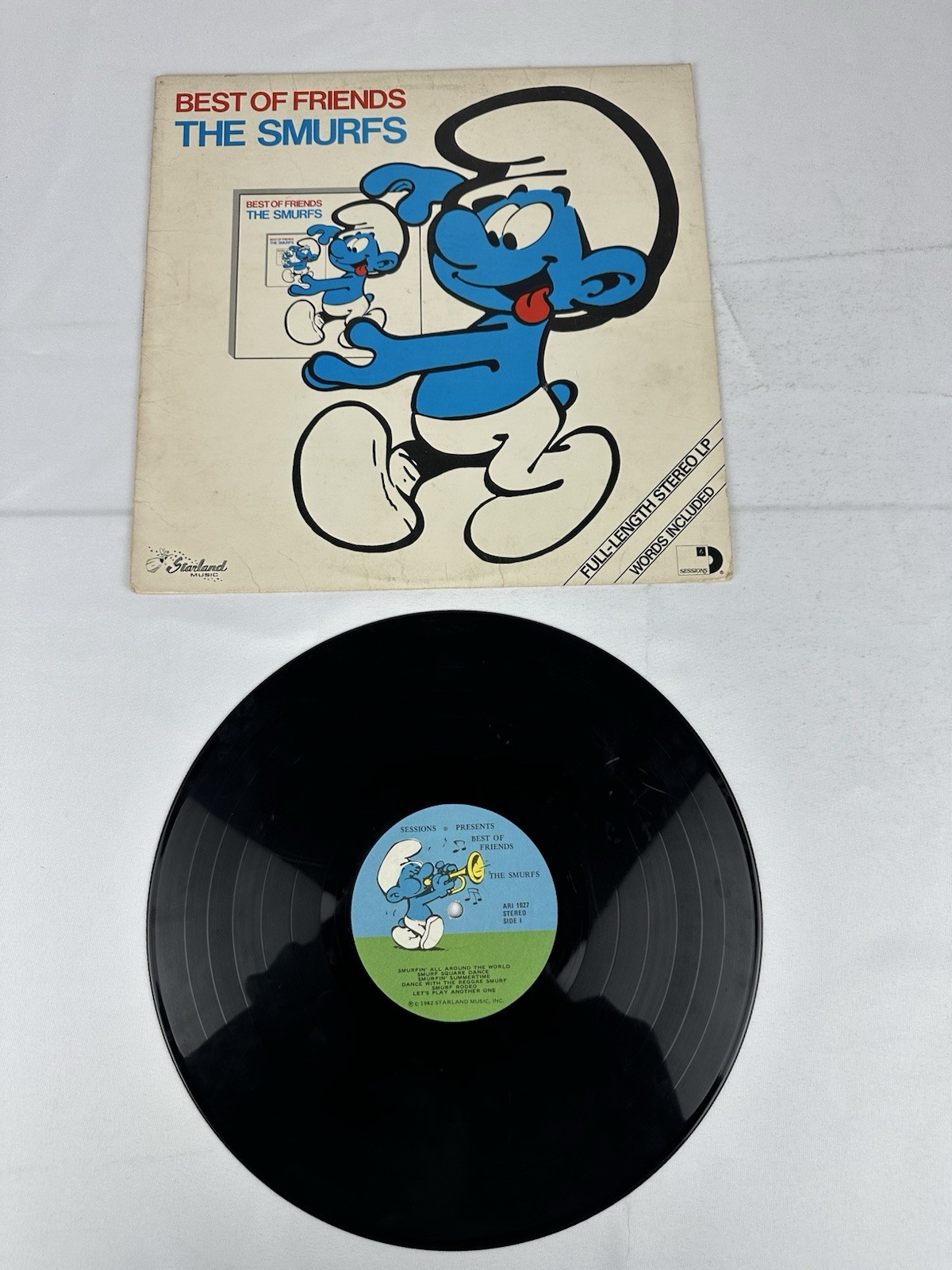 1980s Smurfs - Best Of Friends LP33 Record Album Vintage