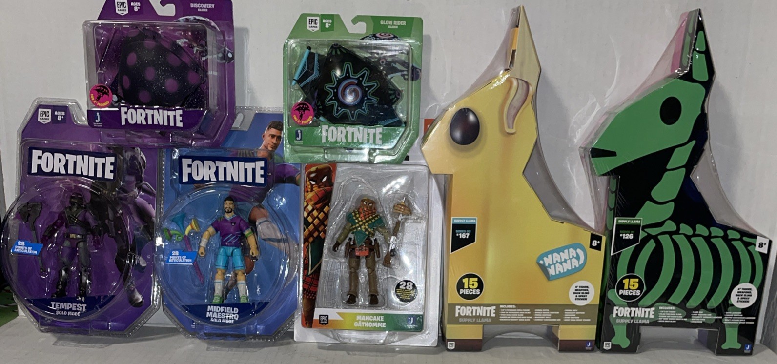 Lotto giocattoli Fortnite X7 Supply Llama serie 1 e 3 action figure NUOVO SIGILLATO epico