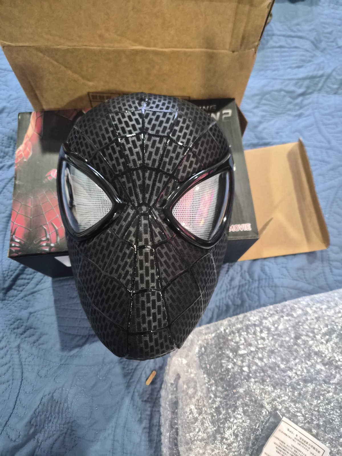 Maschera viso illuminata Spiderman nera