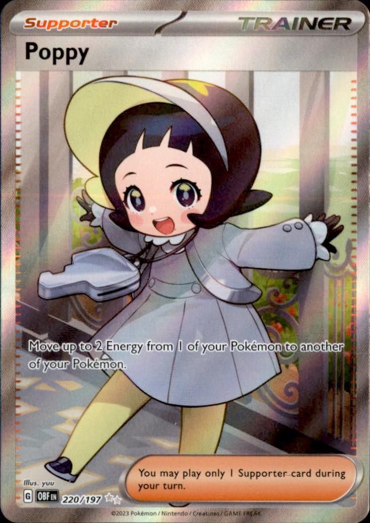 Pokemon Fiamme Ossidiana Poppy 220/197 Ultra Raro Quasi Nuovo