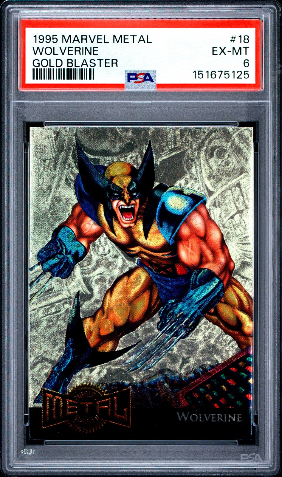 1995 MARVEL METAL METAL BLASTER GOLD BLASTER #18 WOLVERINE PSA 6