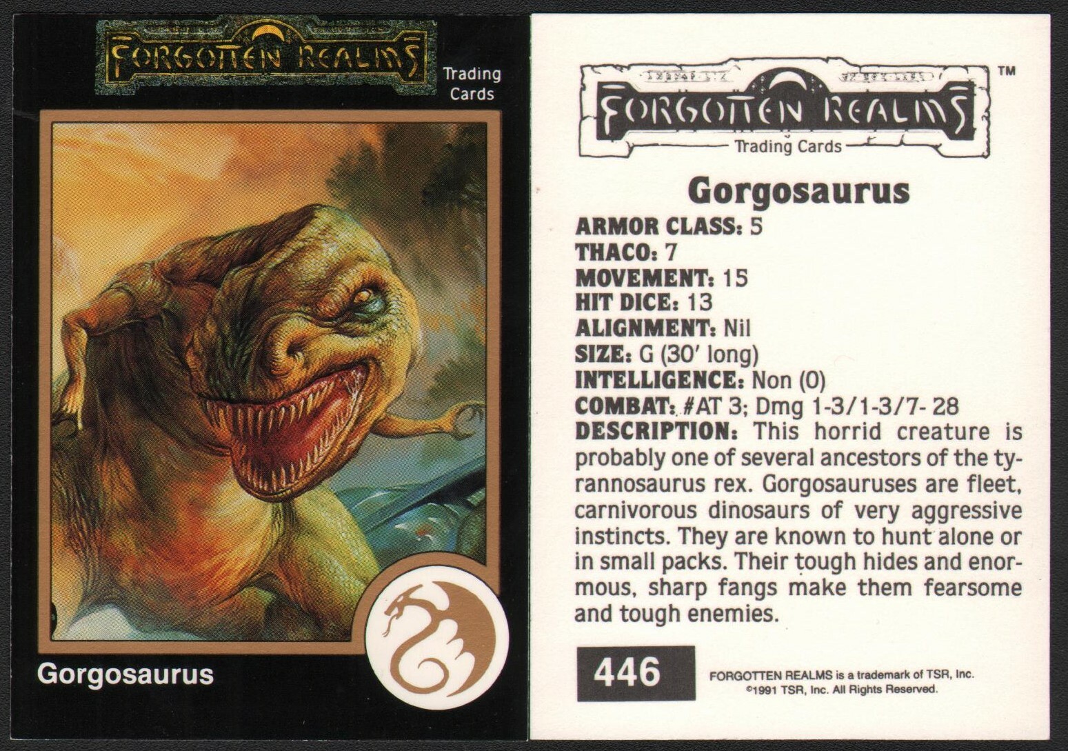 1991 TSR AD&D Gold Border Fantasy Art RPG Card #446 Dungeons & Dragons ~ Mostro