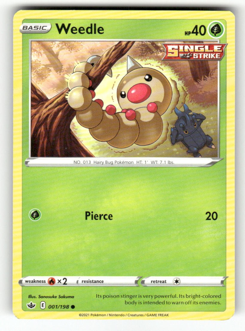 Weedle 001/198 Regno Ghiacciante Comune Pokemon Giocato Leggermente
