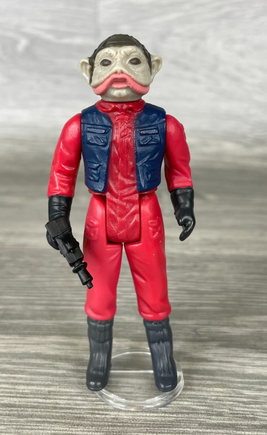 Vintage 1983 Star Wars ROTJ, Nien Nunb, Coo Hong Kong, arma originale, come nuovo