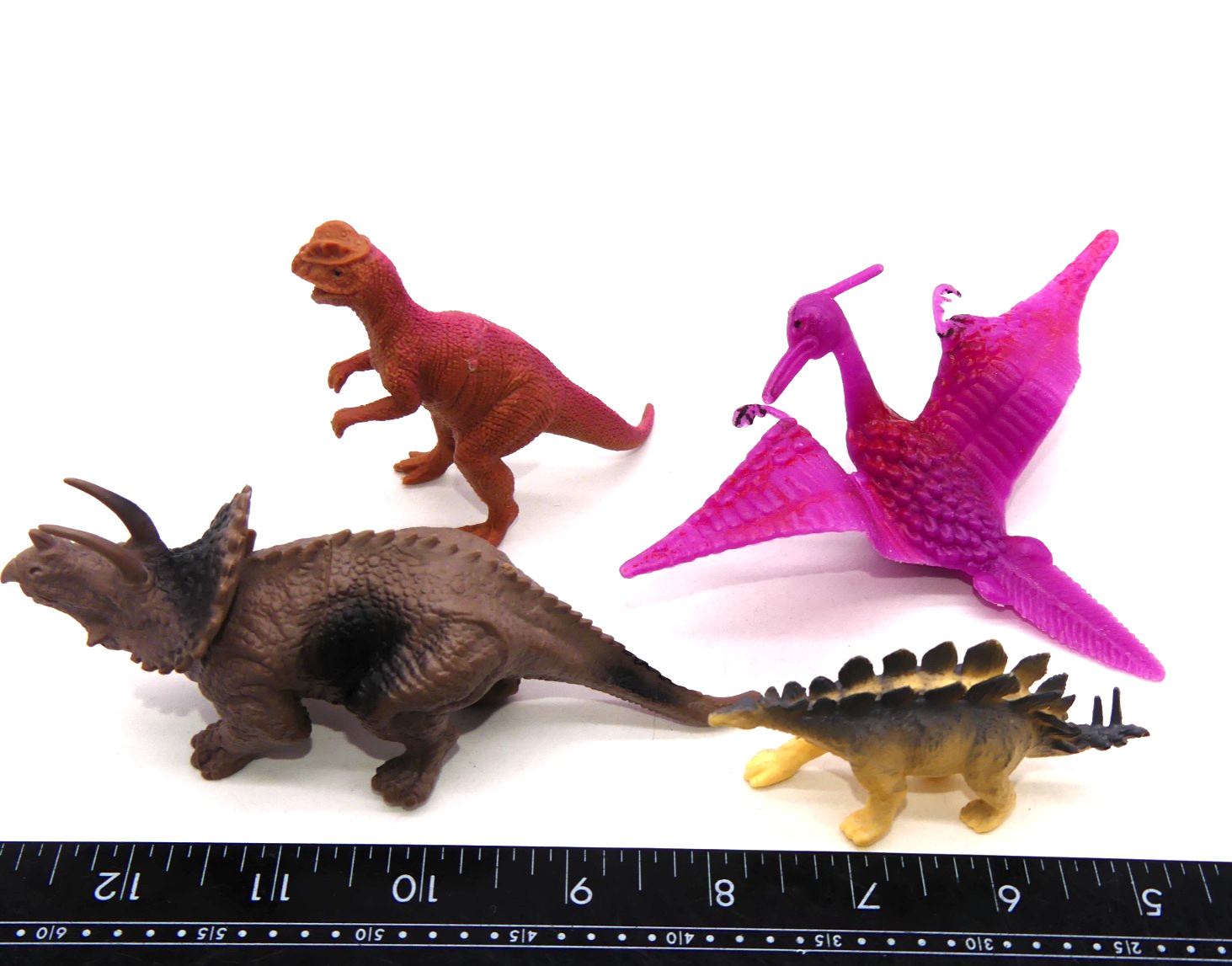 Lotto 4 minifigure dinosauro triceratopo pterildattilo giurassico statuina dinosauro