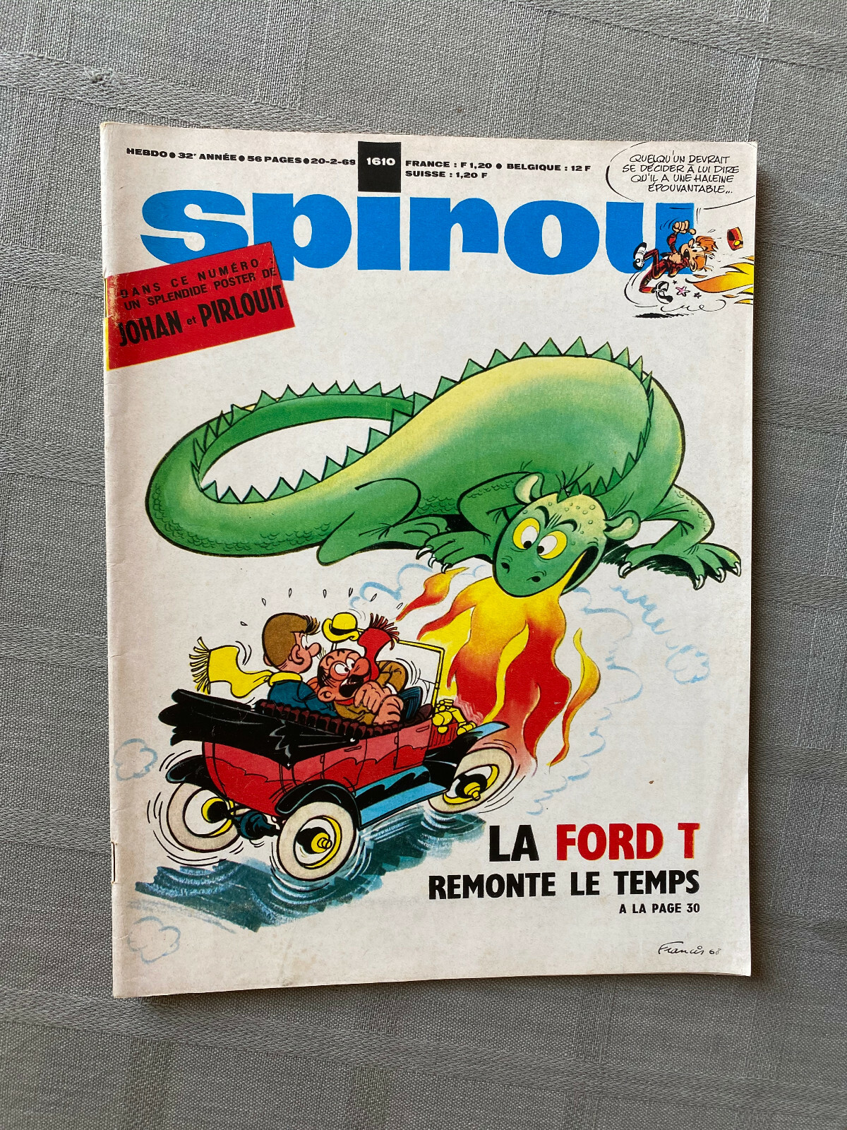 Hebdo Spirou N°1610 TBE Con Il Suo Supplemento Poster Peyo Johan E Pirlouit