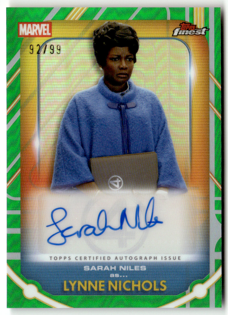 Topps Marvel Finest 2026 No FA-SN Sarah Niles as Lynne Nichols Green Auto 92/99