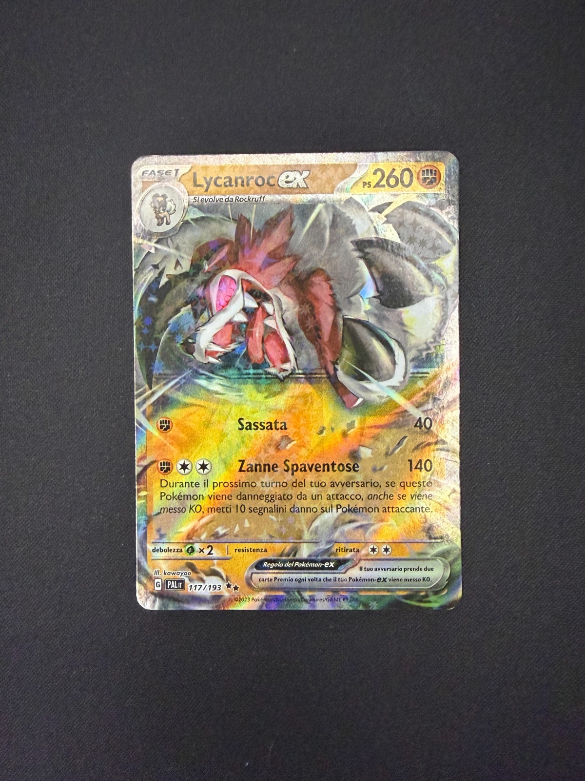 Pokémon Lycanroc ex 117/193 Evoluzioni a Paldea PAL Rara Doppia Holo ITA