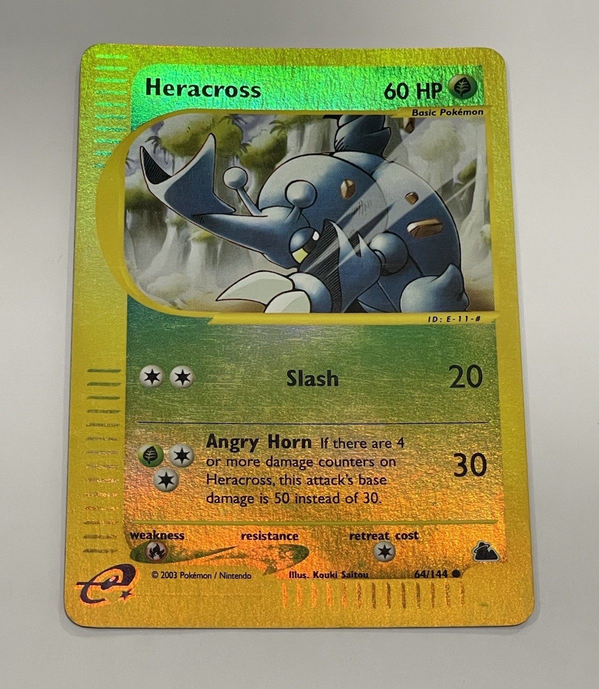 Heracross Reverse Holo 64/144 Skyridge Pokemon Card Common LP 2003