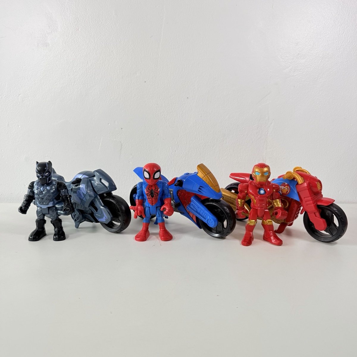 Marvel Spidey and His Amazing Friends Motorcycle Bundle- Spiderman, Iron, Black