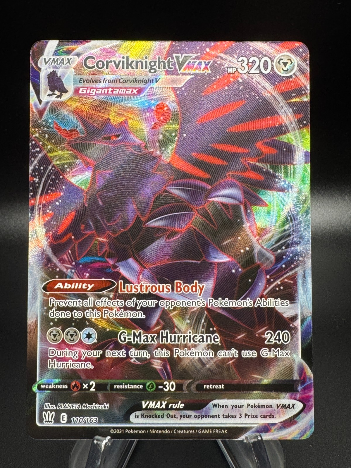 Pokemon Scudo Spada Stili di Battaglia CORVIKNIGHT VMAX Ultra Rara #110/163 2