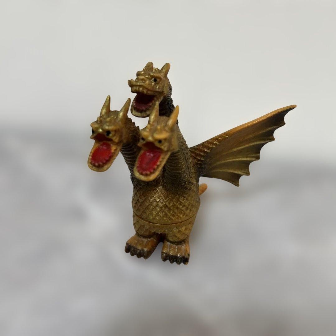 Vintage Popy Kingzaurus King Ghidorah Sofubi Figura Toho Giappone Godzilla Rara