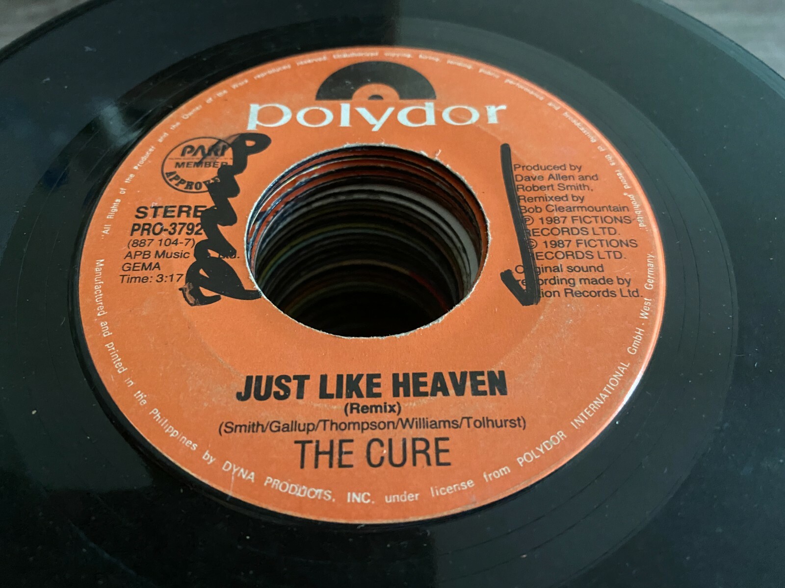 The Cure 45 rpm Philippines 7" just like heaven