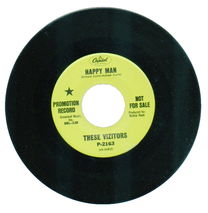 THESE VIZITORS  45 RPM Promo Record  HAPPY MAN / FOR MARY'S SAKE Psych Rock MINT