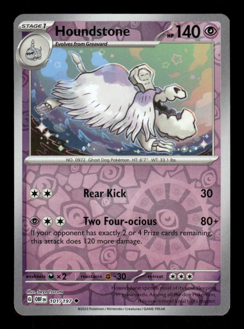 Houndstone Obsidian Flames 101/197 Uncommon Reverse Holo Pokémon — English NM