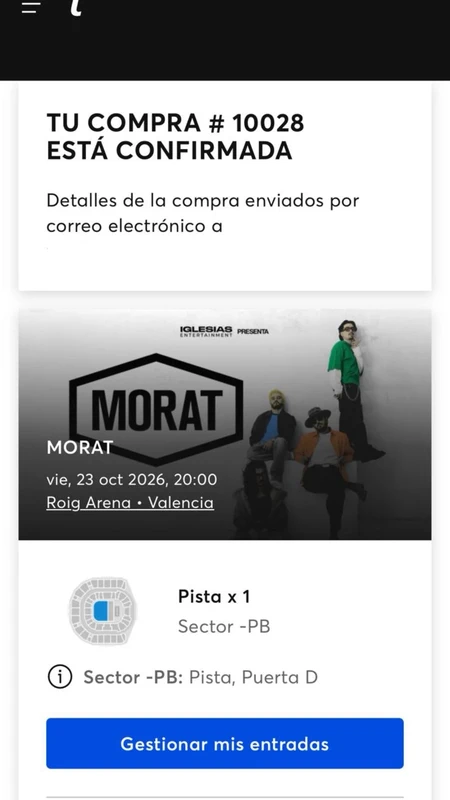 Entrada Morat 23 de octubre valencia