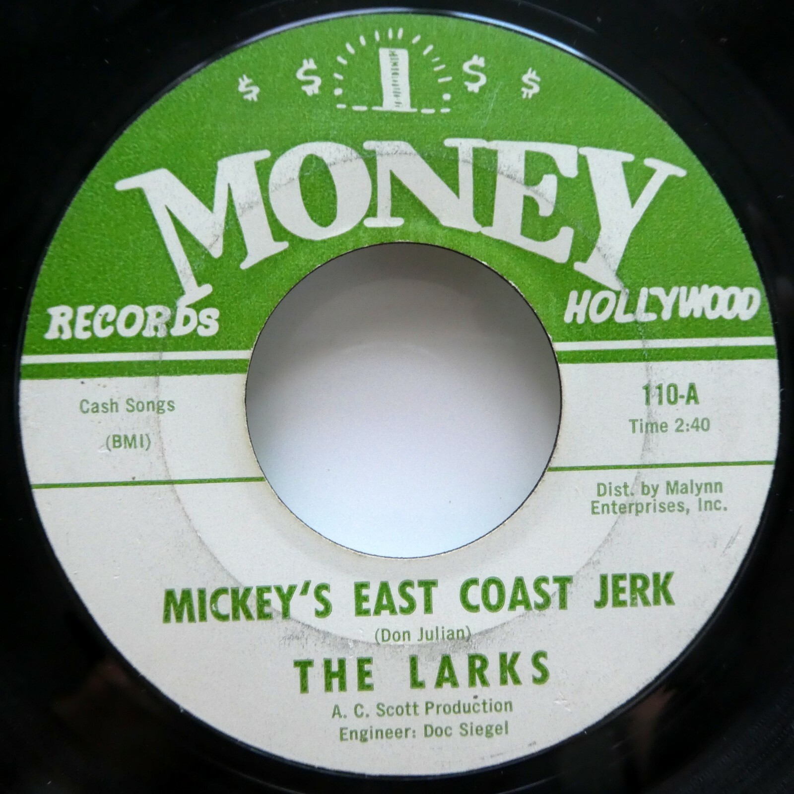 LARKS 45 RPM Soul Jerk MONEY 7" Single Vinile VG+ #1587