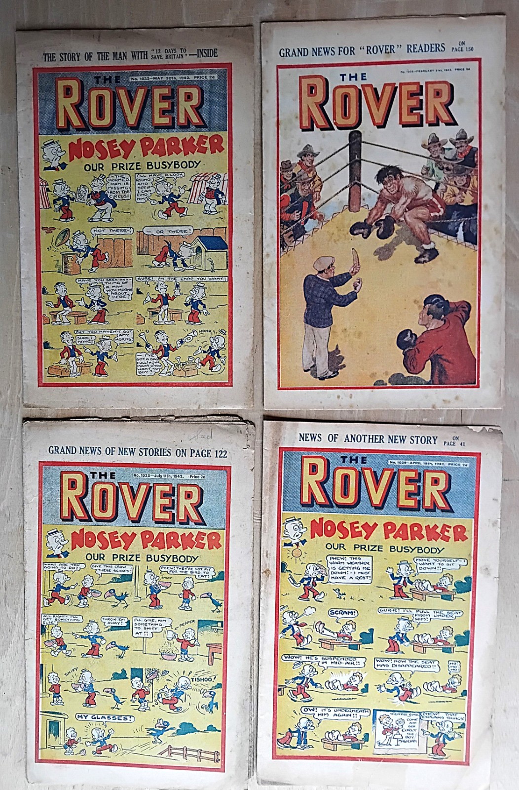 Rover Comics 4 Issues,  21st Feb, 18th Apr, 30th May & 11th July All 1942