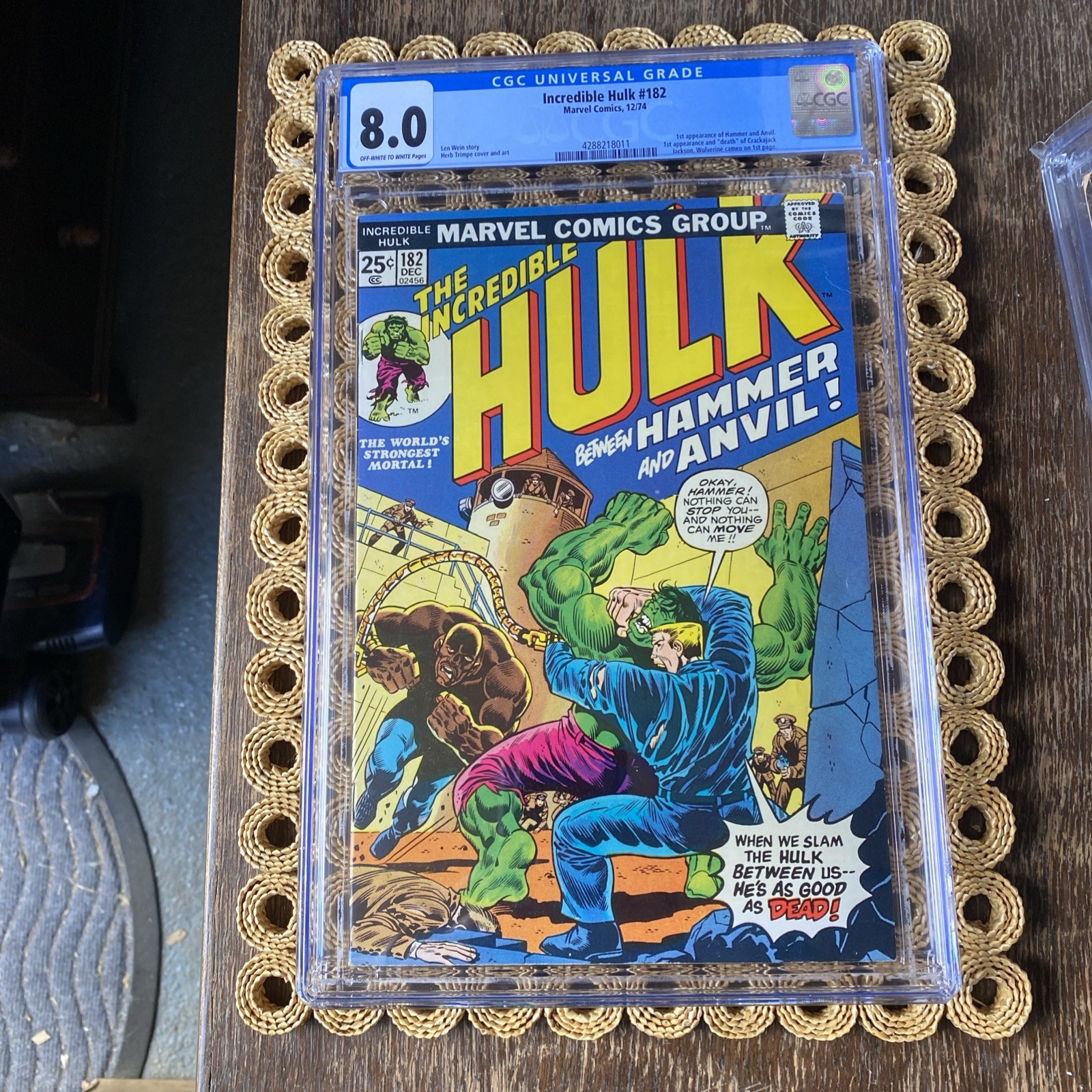  The Incredible Hulk #182 Vol 1 (1974) CGC 8.0 3rd Appearance of Wolverine
