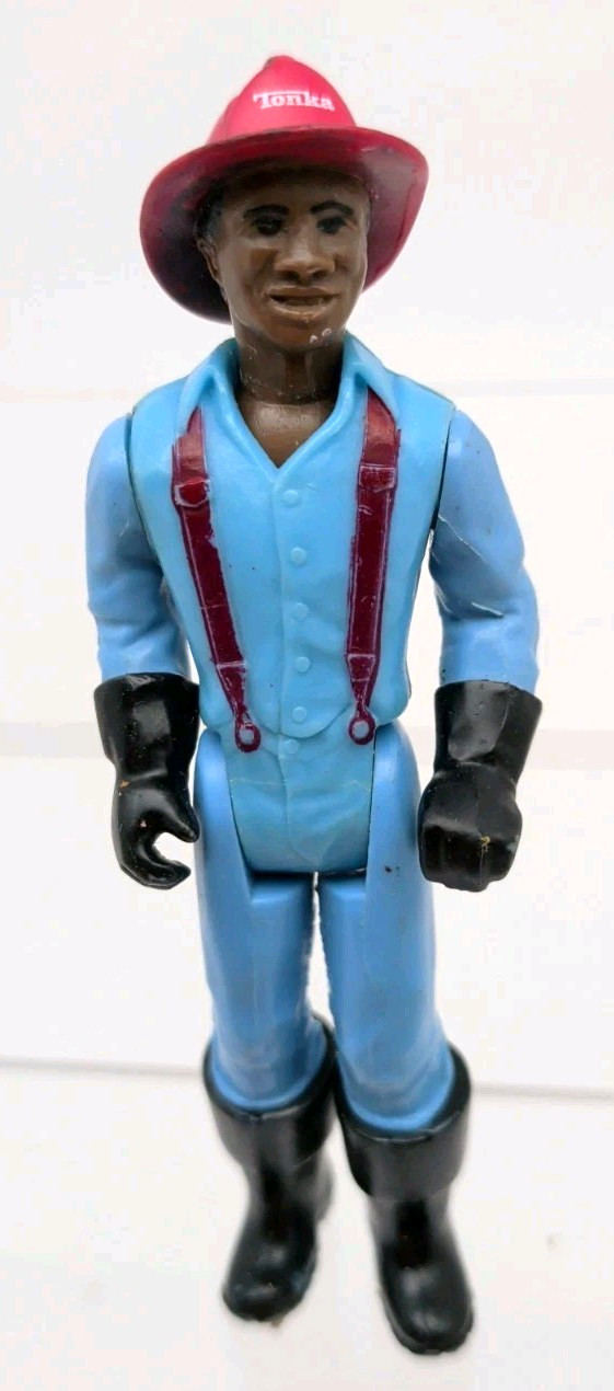 Vintage 1979 Tonka Play People Firefighter Fireman African American Black