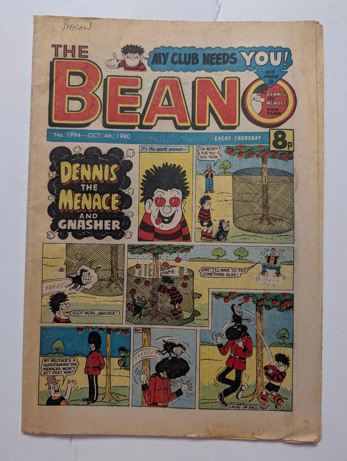 Beano Comic No 1994, October 4th 1980.