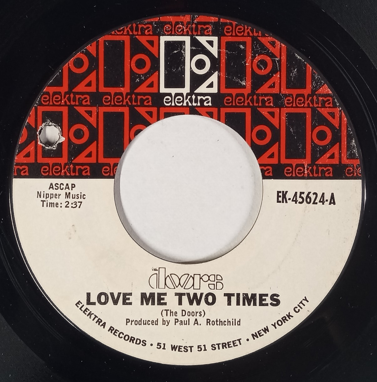 THE DOORS: Love Me Two Times / Moonlight Drive ELEKTRA RECORDS 7" Single 45 RPM