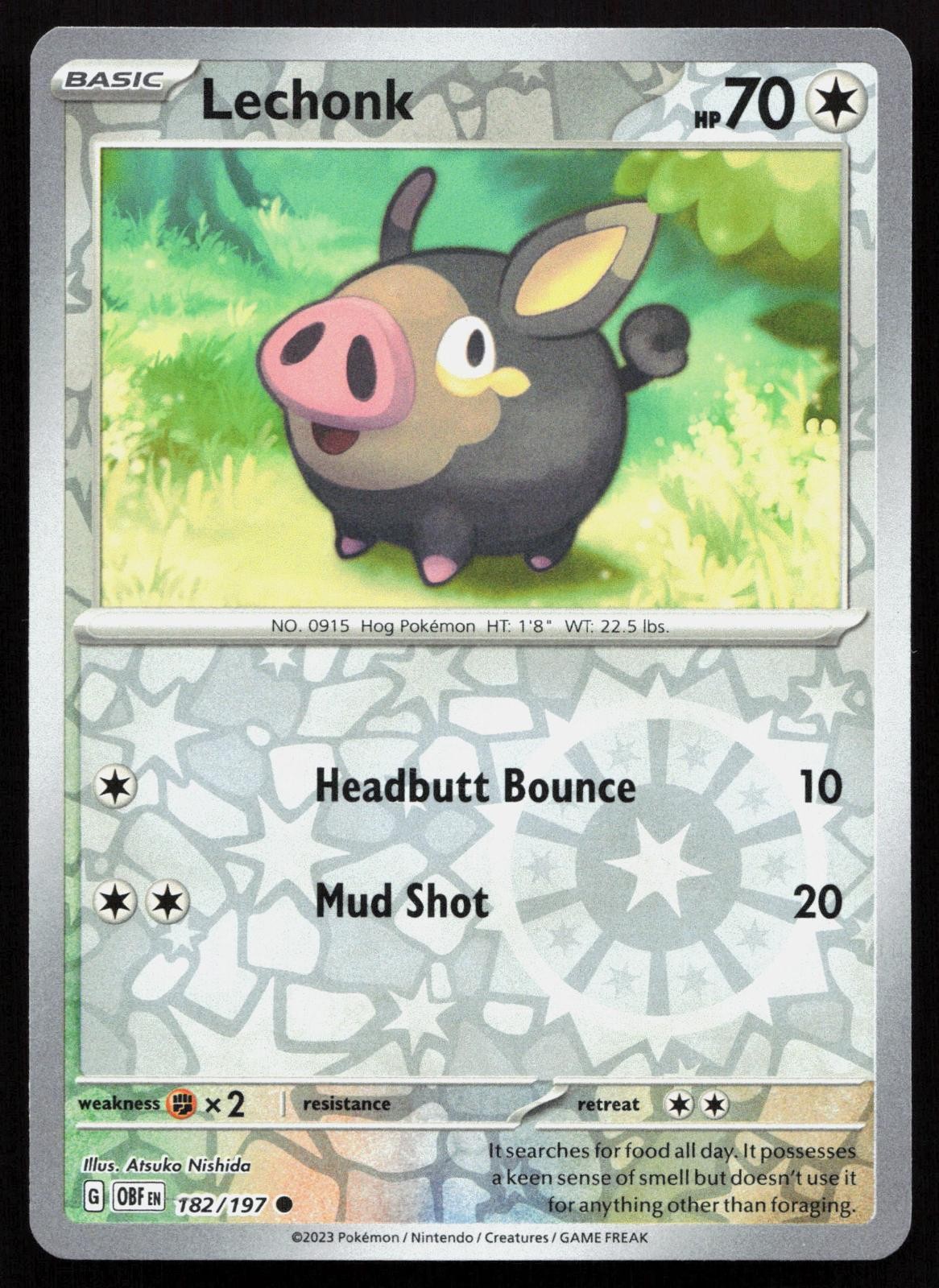Lechonk 182/197 Common Obsidian Flames Pokemon Reverse Holo Near Mint