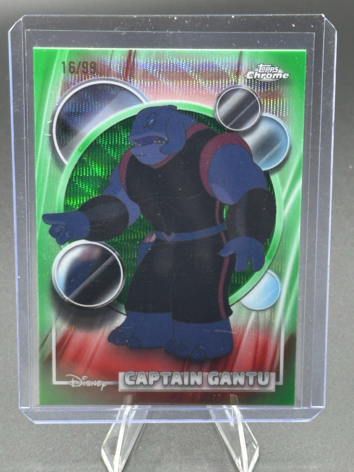 2026 Topps Chrome Disney Card #155 Captain Gantu Green Wave Refractor /99