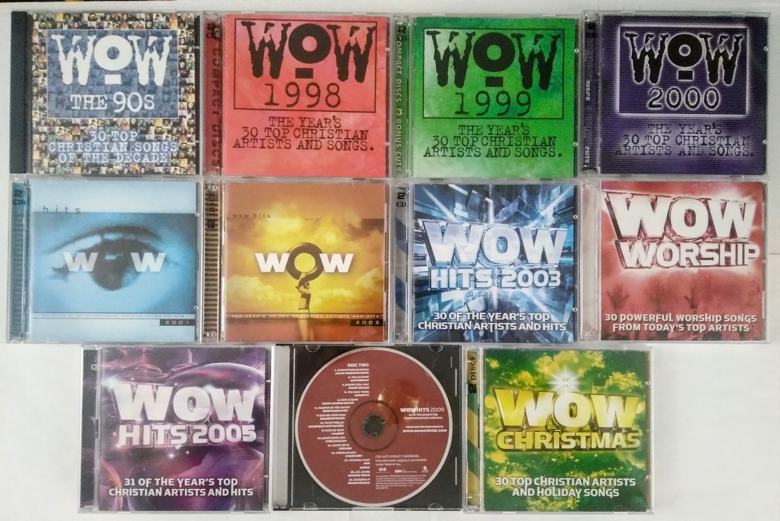 WOW Christian 10-Album CD Lot 90s 1998-2005 Worship Christmas + 2009 Disc 2