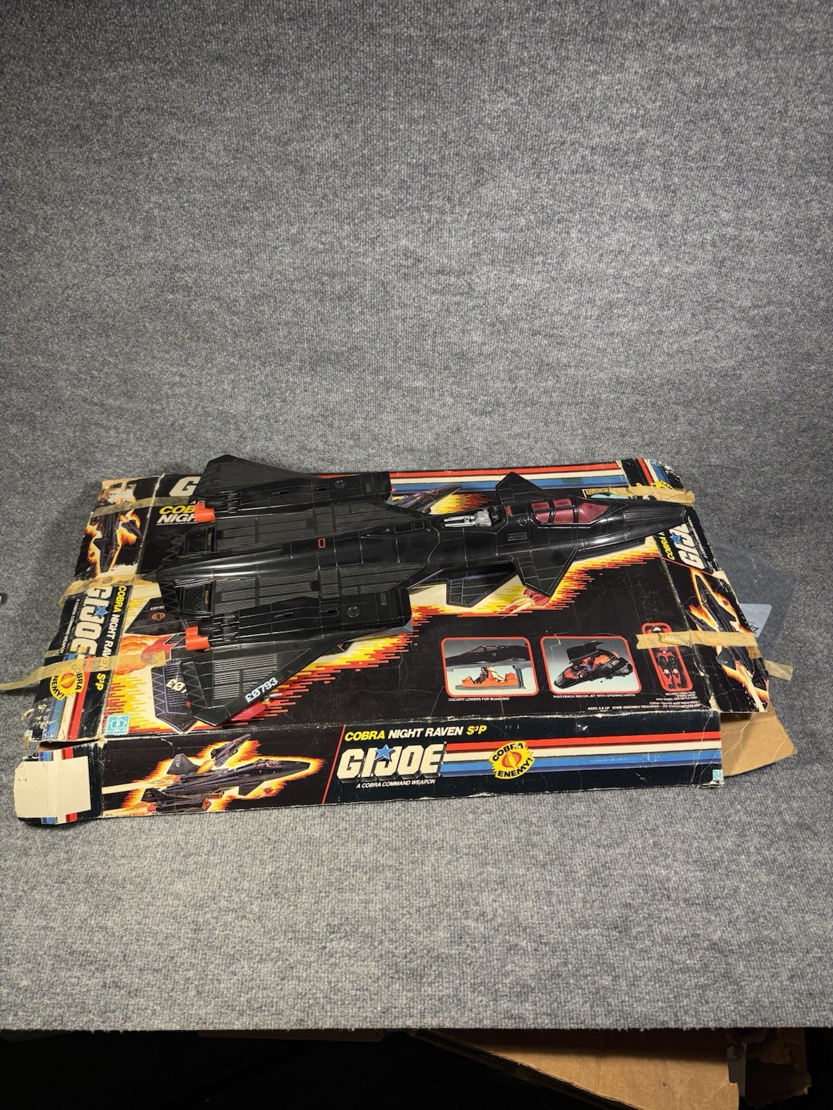 1986 Vintage GI Joe ARAH Cobra Night Raven S3P With Box Hasbro  Incomplete