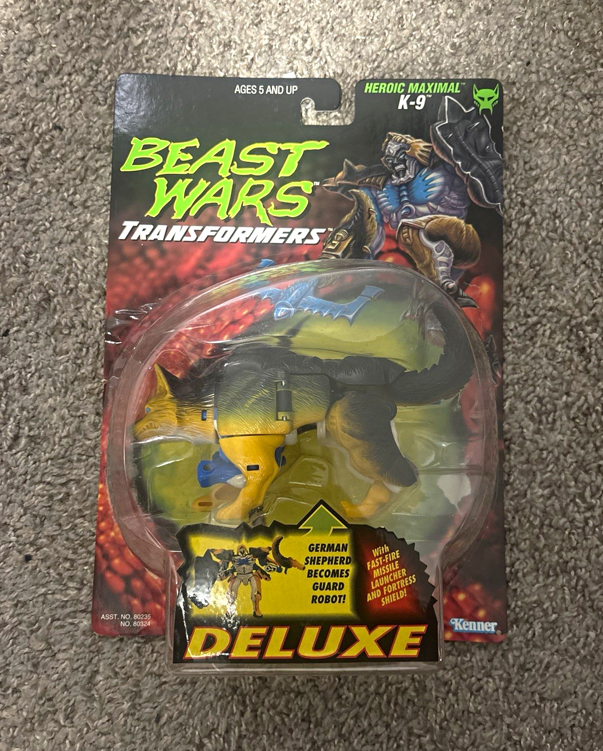 Kenner Beast Wars Transformers Maximal K-9 Deluxe Action Figure w/ Missile 1996