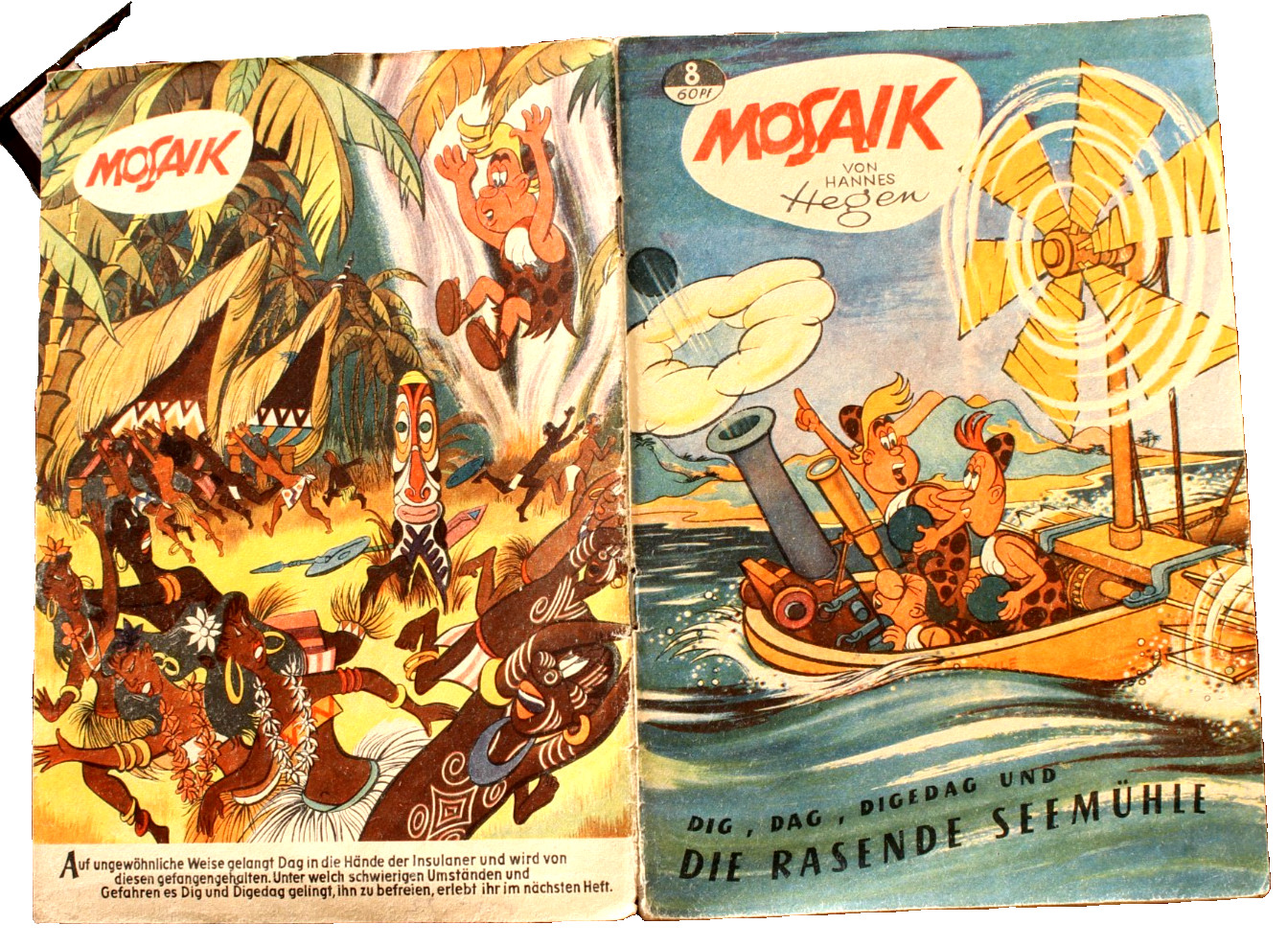 Originale MOSAIK Hannes Hegen Nr. 8 Dig Dag E Digedag E La Seemühle 1957