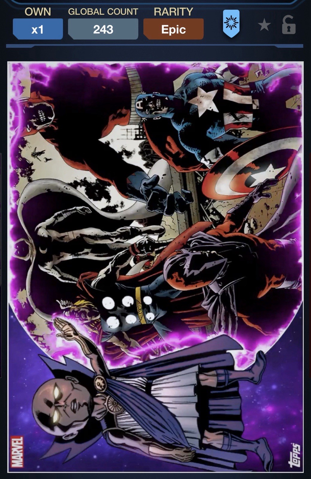22 Topps Marvel Collect DIGITALE What If Watch This Viola EPIC Zombies
