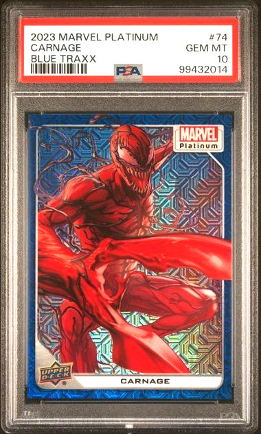 Marvel PSA 10 Carnage 2023 Marvel Platinum Blue Traxx /499 Carnage PSA 10