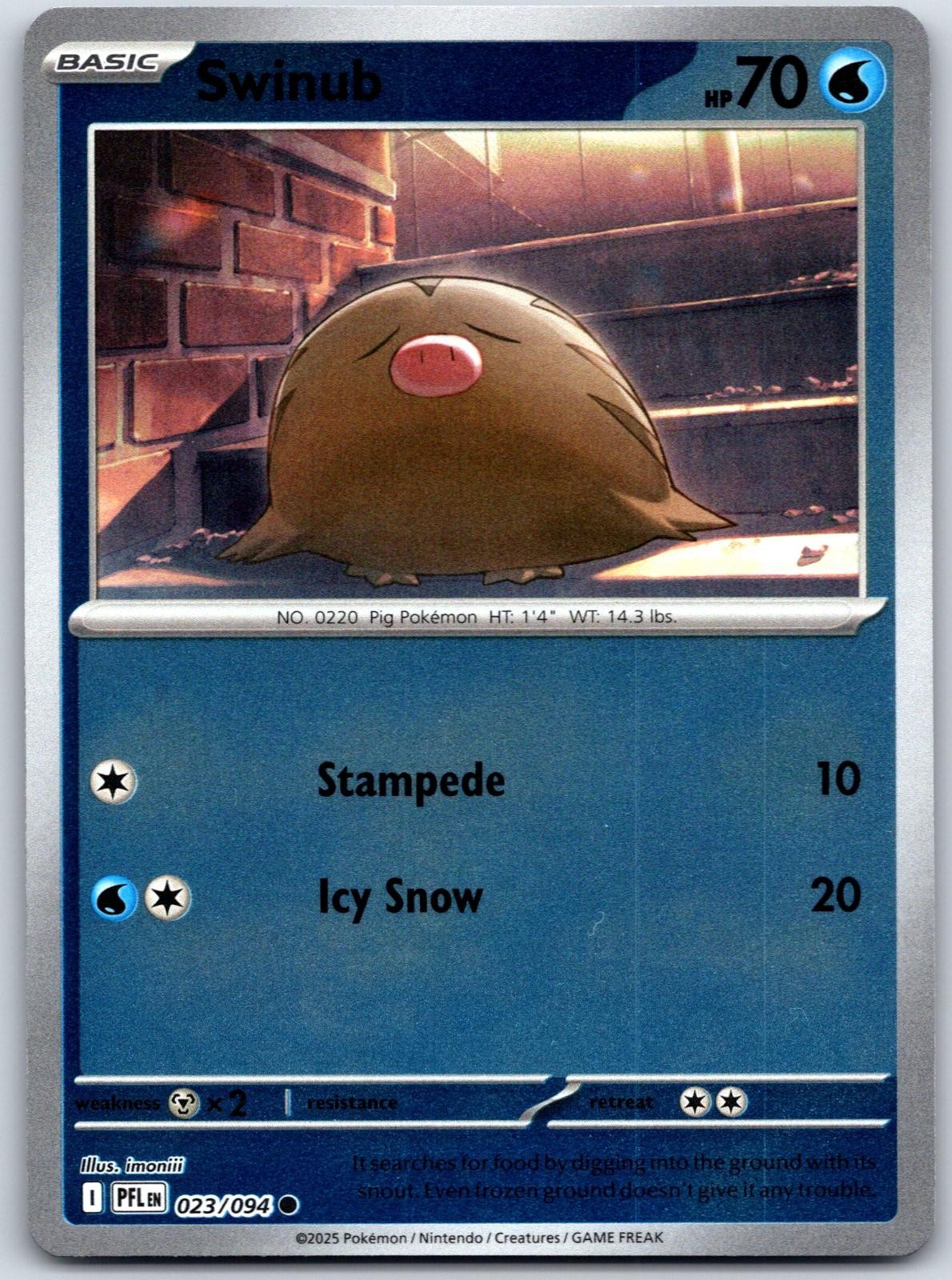 Swinub 023/094 Fiamme Fantastiche Comuni Pokemon Reverse Holo Near Mint