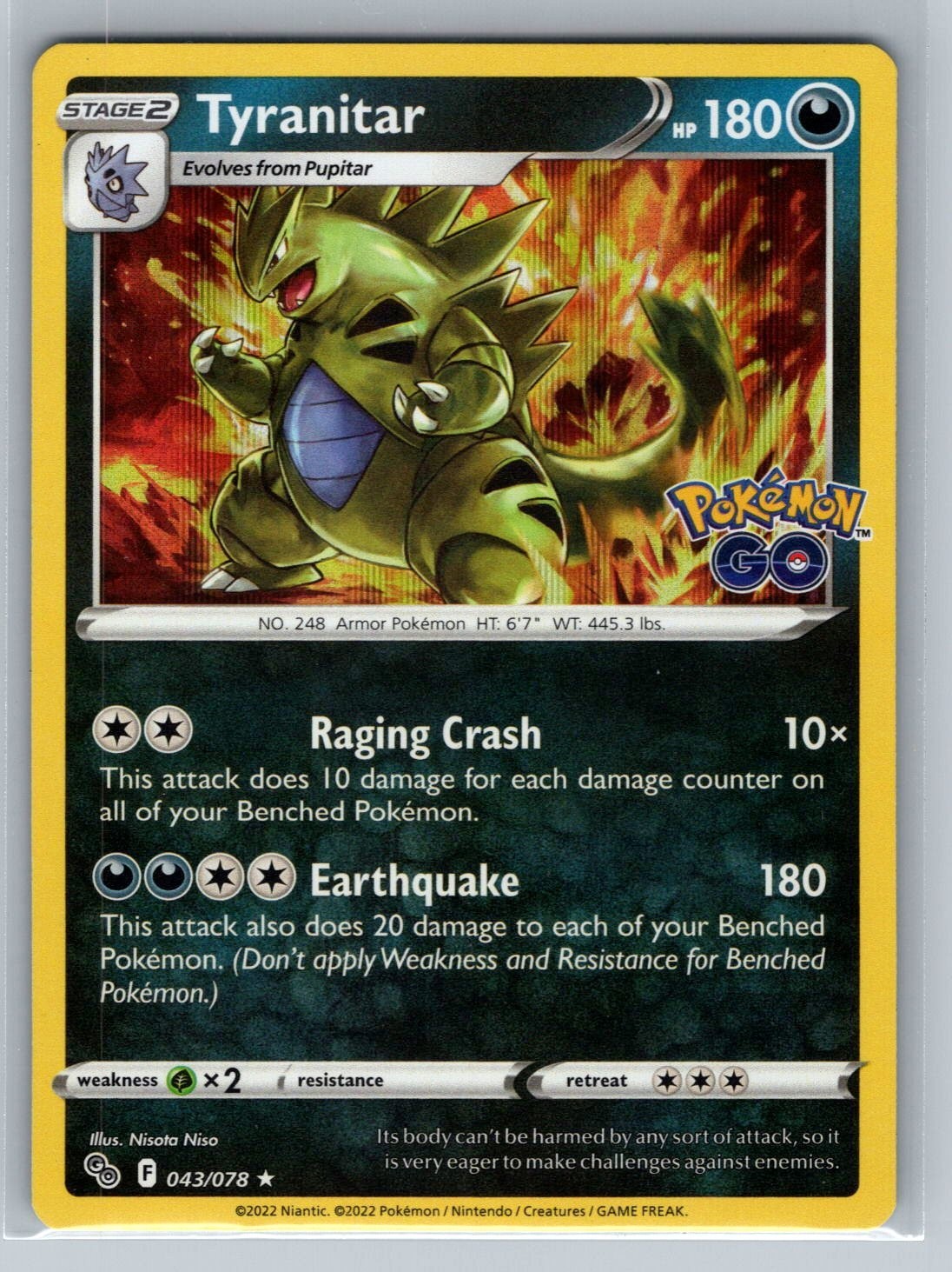Pokemon TCG 2022 Pokemon GO 043/078 Tyranitar HOLO NM-MT
