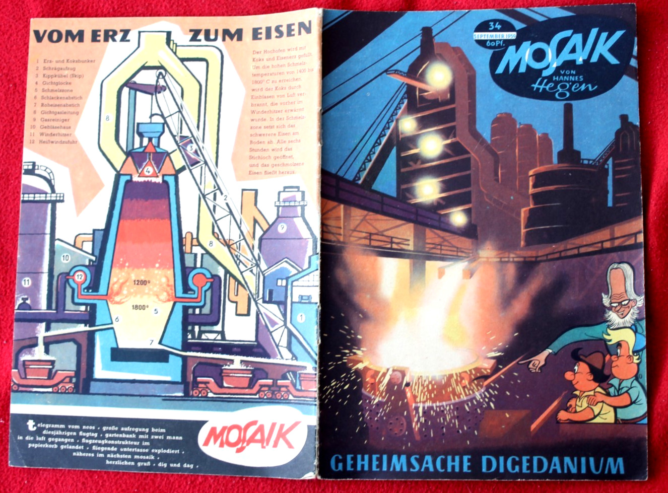 Originale MOSAIK Hannes Hegen Nr. 34 Geheime Digedanium Settembre 1959